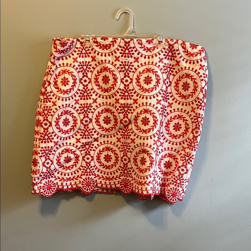 LOFT Red and White Mini Skirt